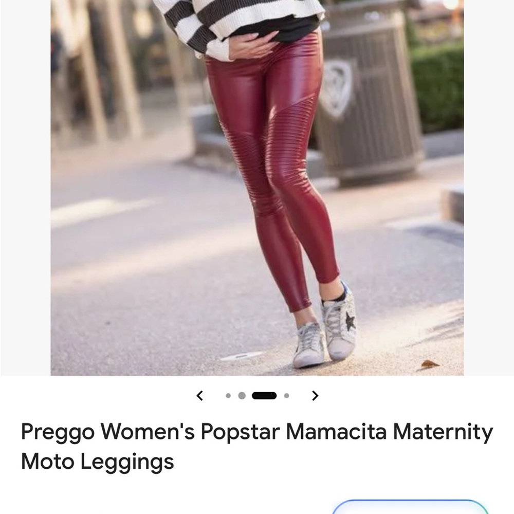 Preggo Women’s Popstar Mamacita Maternity Moto Leggings - Picture 2 of 8